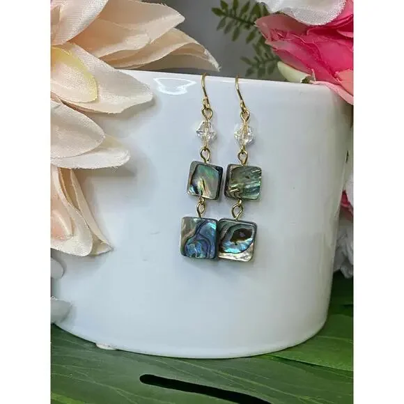 Paua - Abalone Crystal Three Tiered Earrings - Picture 8 of 8